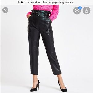 Faux leather paper bag pant
